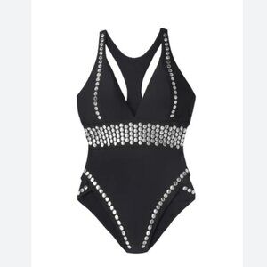 Ashley Graham x Swimsuitsforall Heist Swimsuit NWT Size 16 Black & Silver